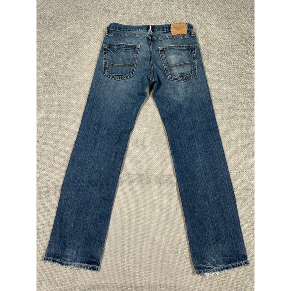 Abercrombie & Fitch Jeans Mens 28x31 Blue Remsen Low Rise Slim Straight Read - Picture 2 of 16